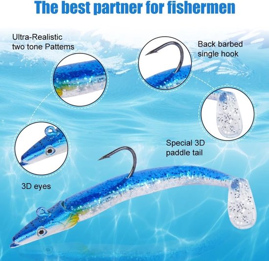 Spinning Fishing Bait van Rubber, Zachte Aas met Loodkop, Ideaal voor Zeebaars, Snoek en Forel, Perfect voor Zout- en Zoetwater Visserij — afbeelding 3
