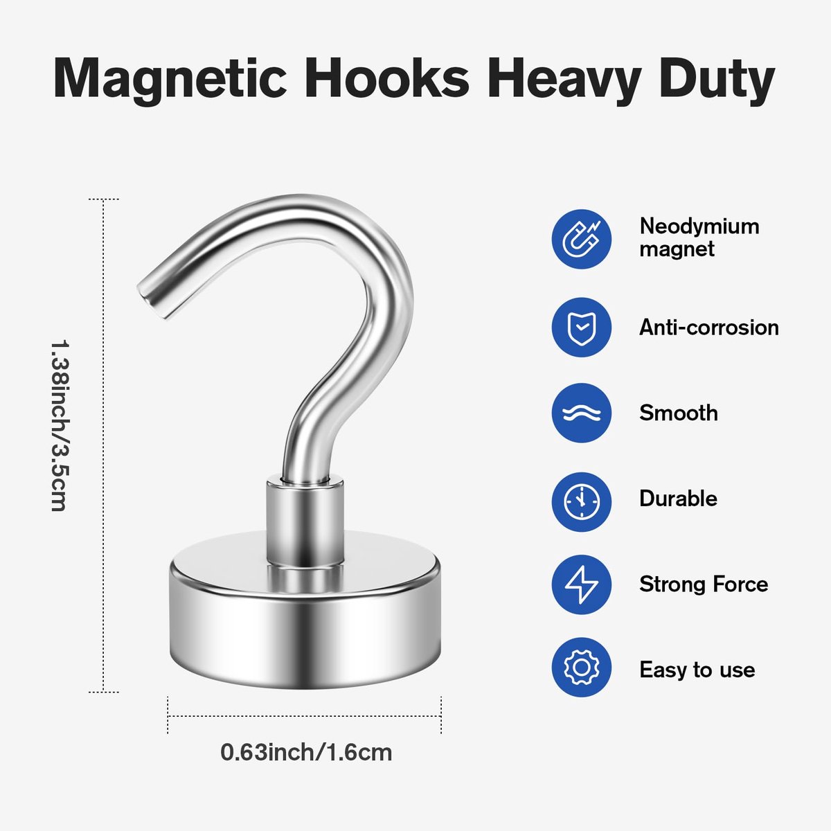 Magnetische haken 10 stuks - 22 lb+ neodymium - heavy duty - sterke bevestiging voor gereedschap - ShopVlot