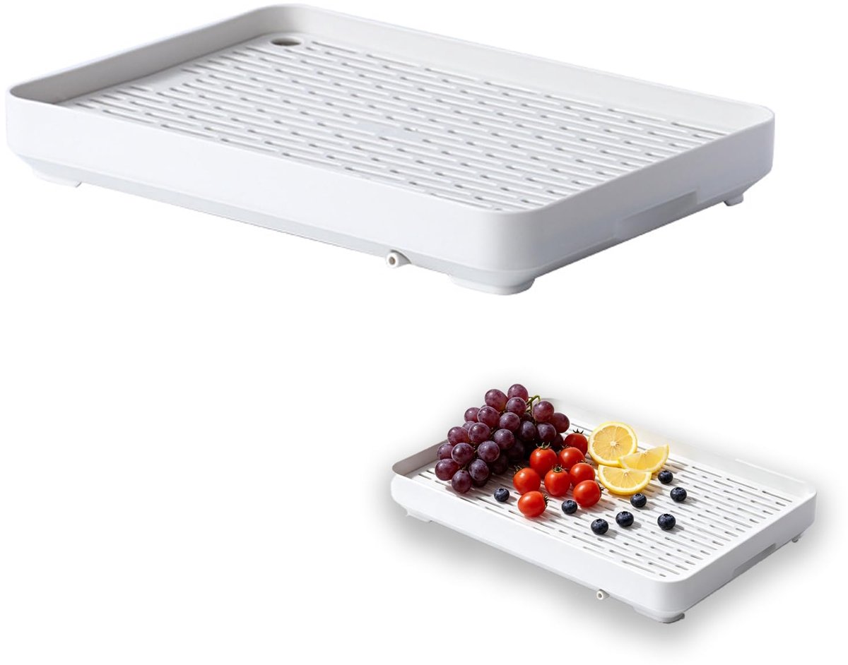 Afdruipbak 31 x 22 cm - PP-materiaal - dubbelwandig met afvoeropening - ideaal voor servies en fruit - ShopVlot