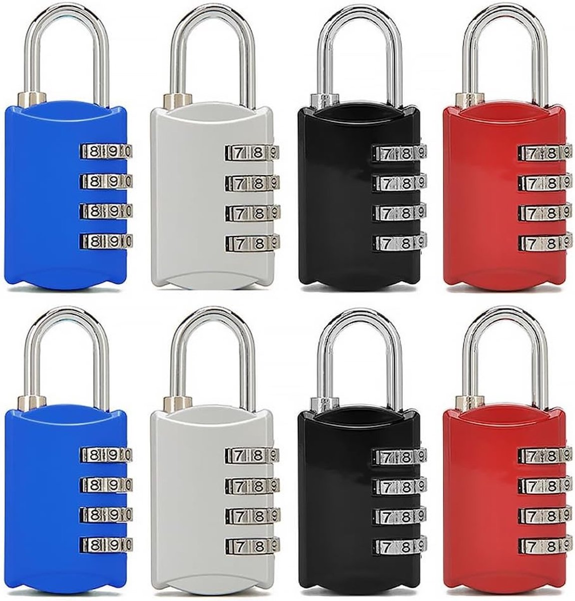 Set van 8 Combinatiesloten voor Koffers en Rugzakken - 4-cijferige Codes, Veiligheidsloten voor Sieraden en Portemonnees