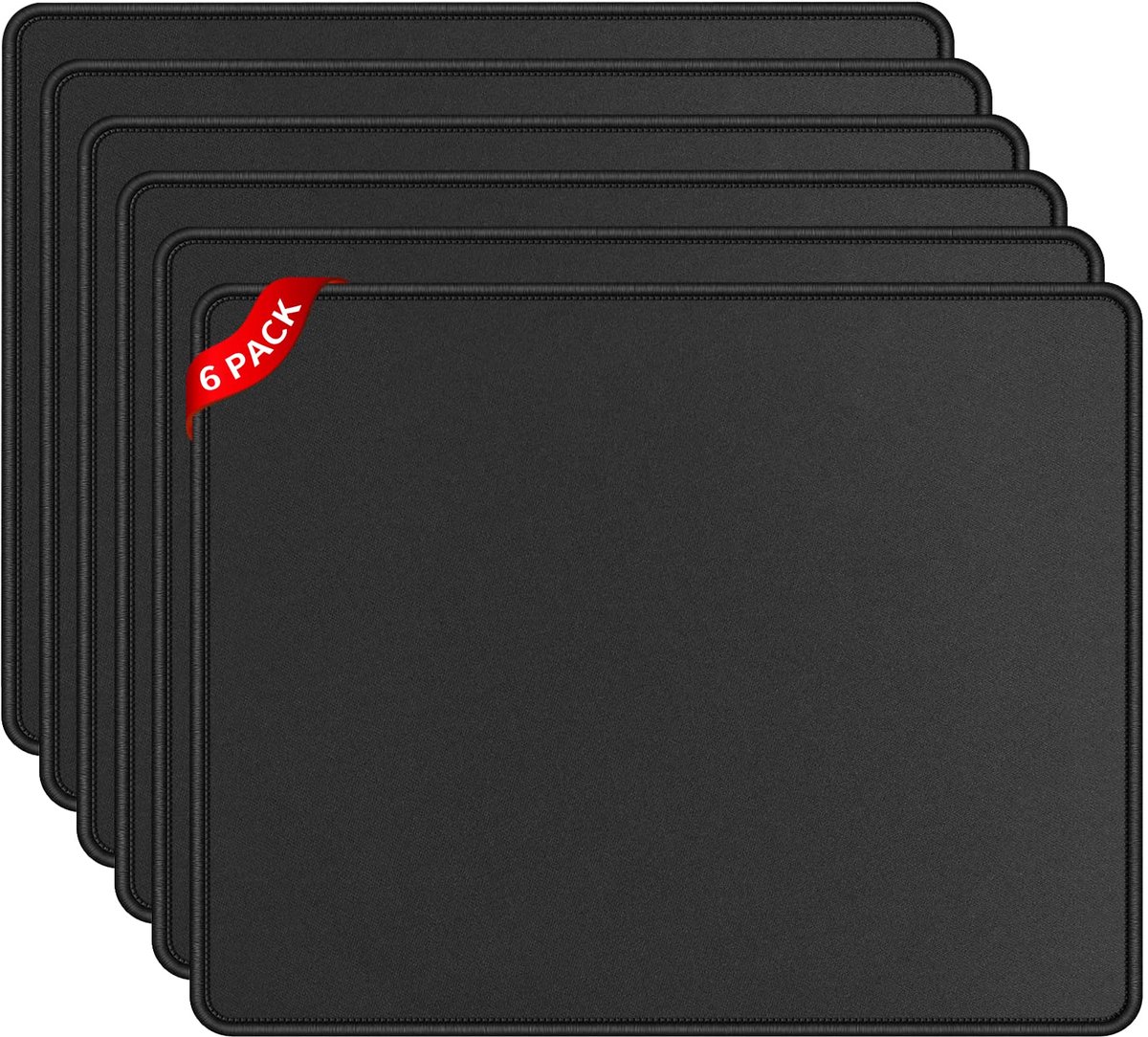 Muismat set van 6 klein 240 x 200 mm - genaaide randen - antislip oppervlak - verbetert snelheid en precisie - ShopVlot