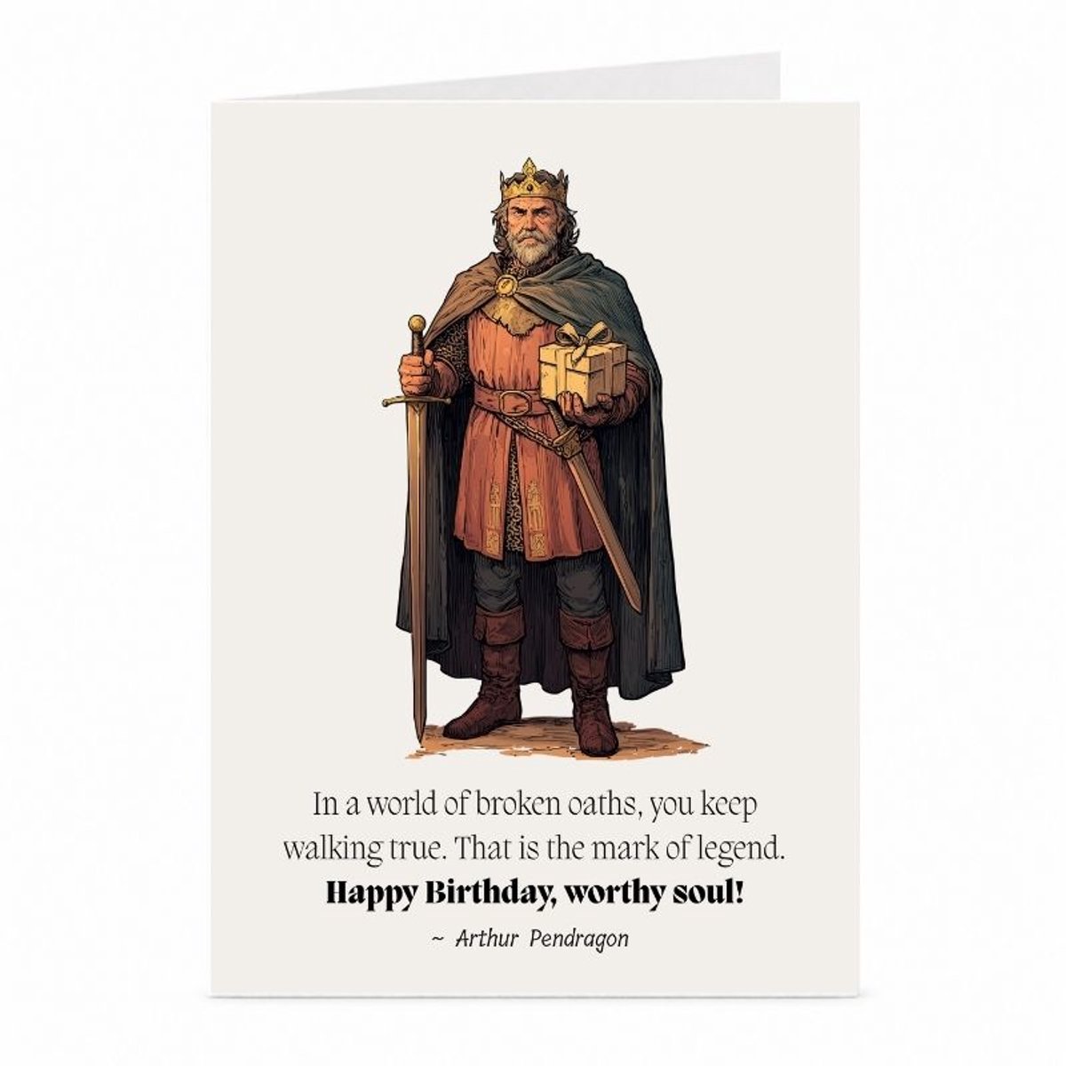 Koning Arthur - Verjaardagskaart - JustTheCardGuy - A6 met envelop