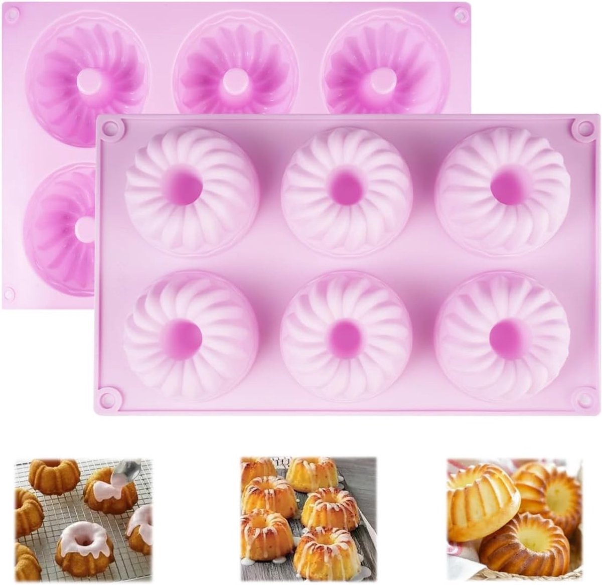 Siliconen Gugelhupfvorm voor Bakken, Herbruikbare Mini Turbanvorm met Antiaanbaklaag, Ideaal voor Taarten, Muffins en Bagels