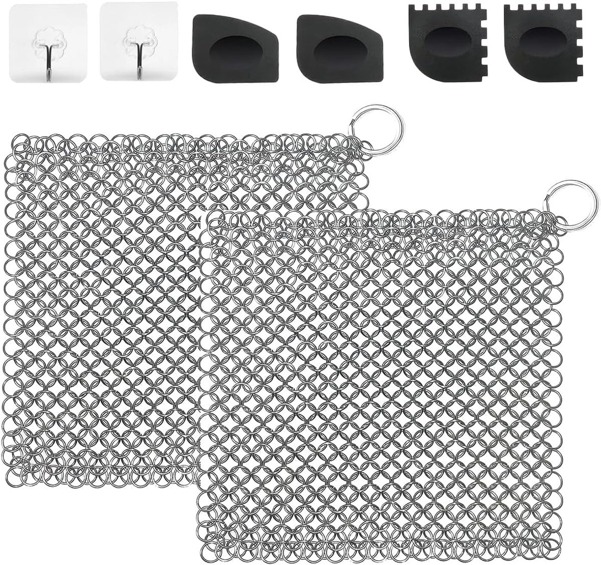 Set van 2 gietijzeren reinigers, 10×10 cm ringreiniger voor Dutch Oven en kookaccessoires