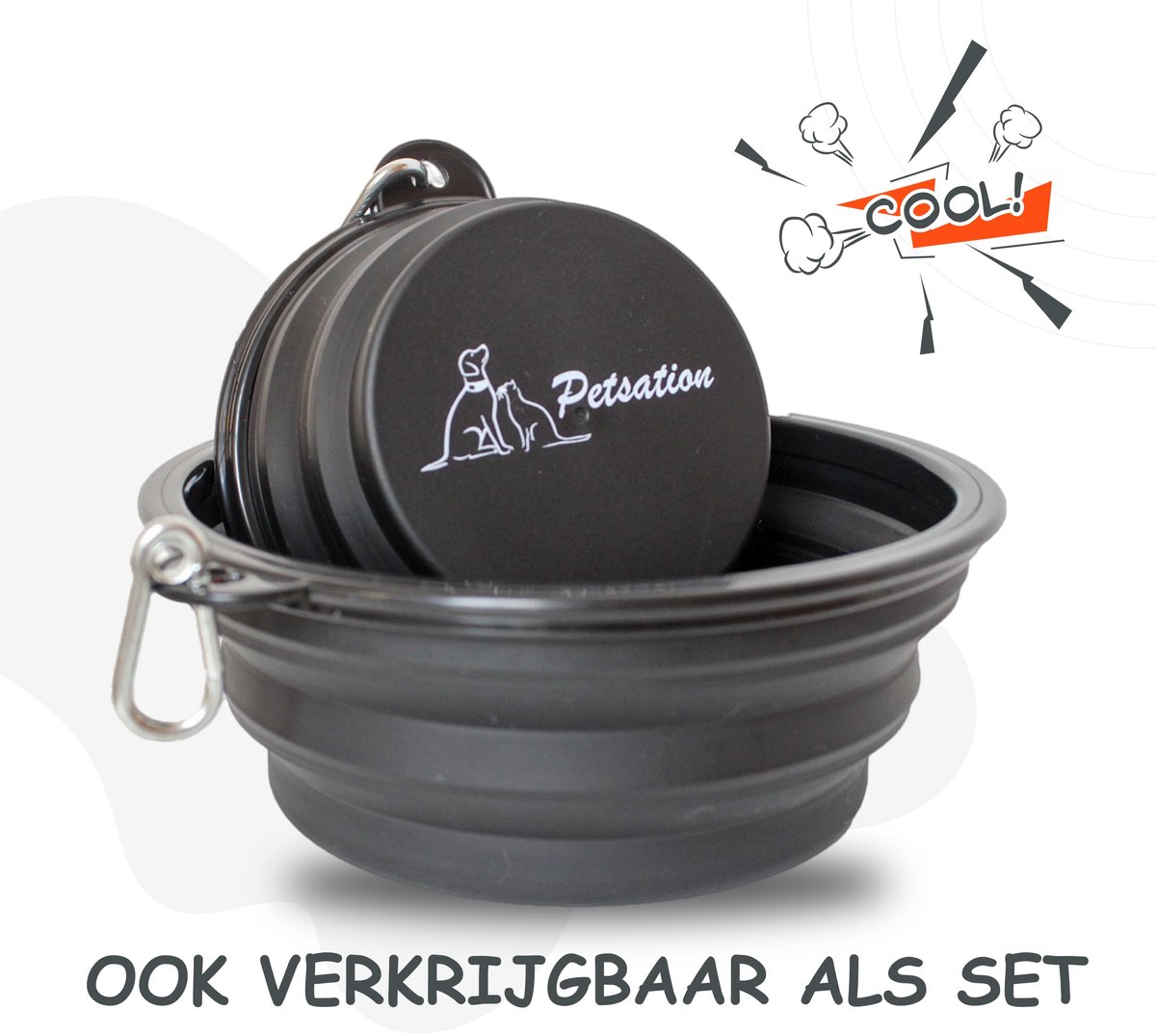 opvouwbare hondenbak 1000 ml - zwart - licht en compact - ideaal voor onderweg - ShopVlot