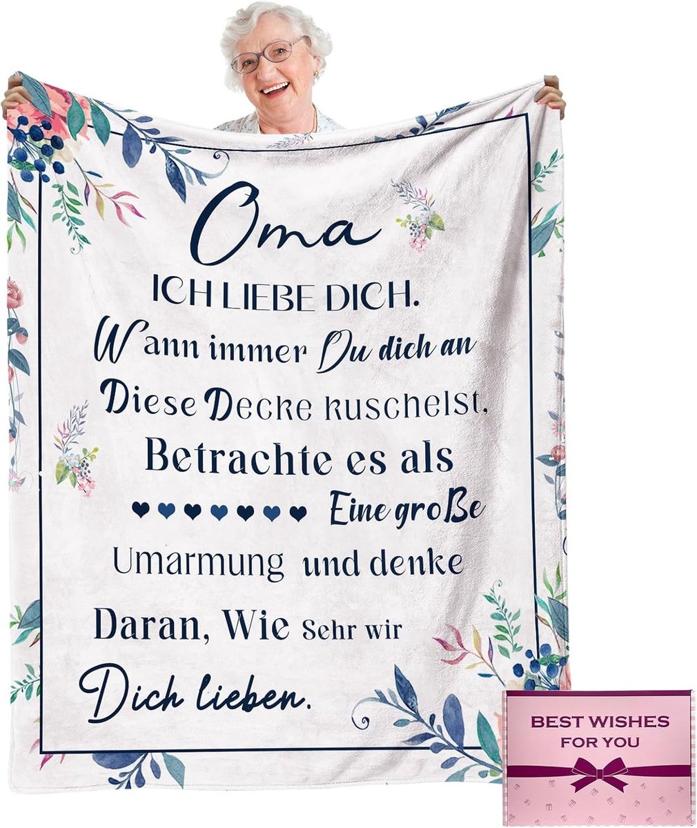 Luxe Flanellen Dekentje voor Oma, Perfecte Verjaardagscadeaus, Warm en Comfortabel 59 x 51 Inch