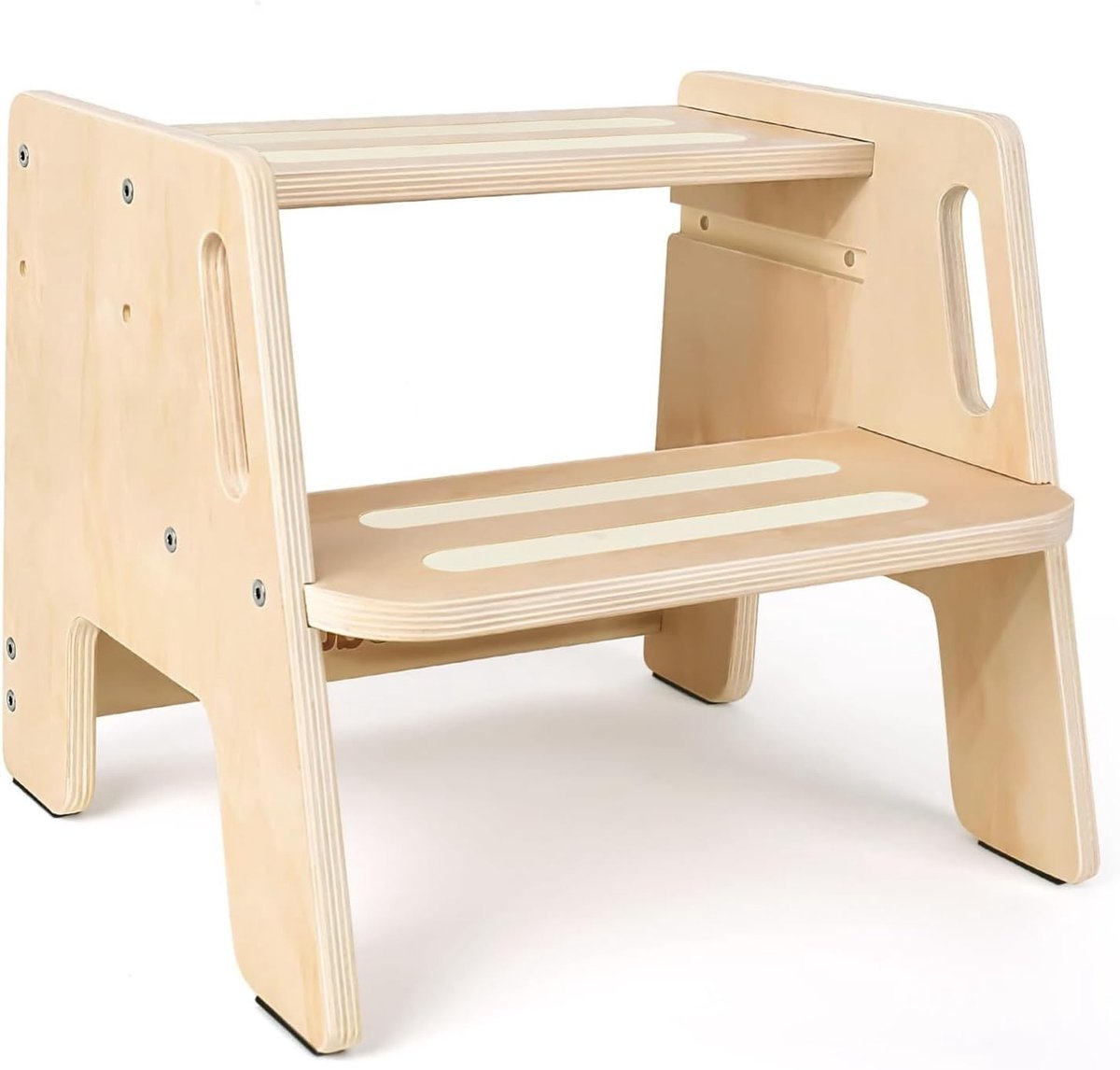 Stabiele Kinderkruk met 2 Treden, Antislip Hout, Geschikt voor Badkamer, Keuken en Kinderkamer, Tot 150 kg Belastbaar