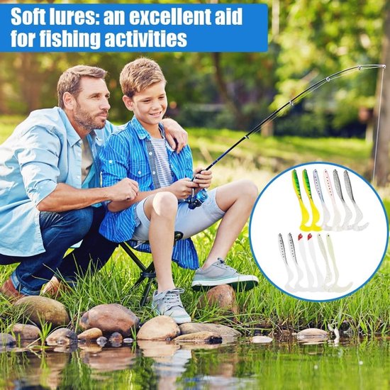 Spinning Fishing Bait, Rubber Vissen, Zachte Aas met Loodkop Haak voor Zeebaars, Snoek en Forel, Ideaal voor Zoet- en Zoutwater Visserij — afbeelding 4