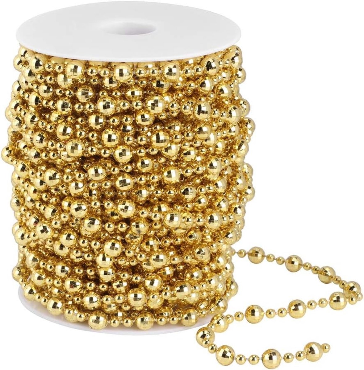 Luxe 20m Kunstmatige Parelsnoer voor Kerstboom, Bruiloft en DIY Decoratie (Goud)