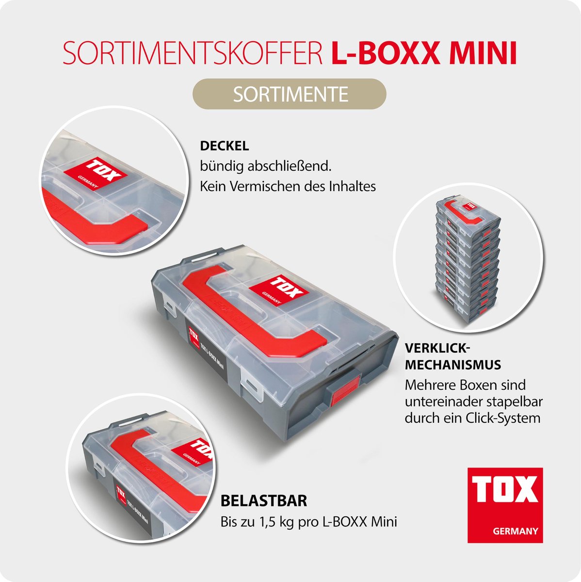 Assortimentskoffer L-BOXX Mini - set van 3 stuks - stapelbaar en klikbaar - ShopVlot
