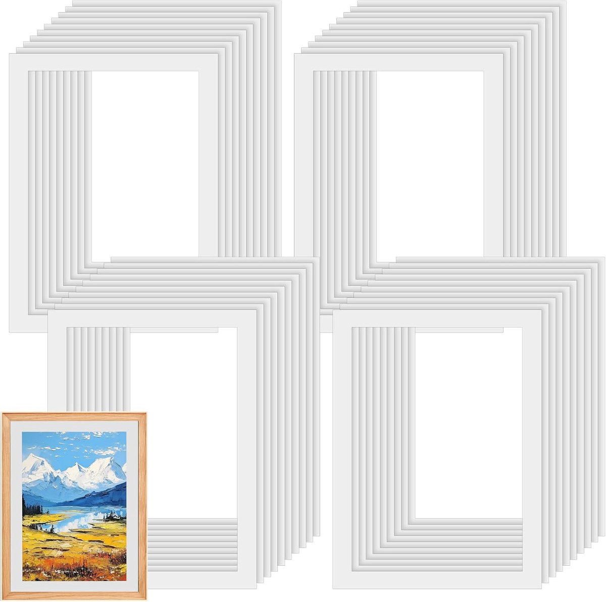 40 Pcs A4 White Photo Racks, Photo Holders for Frames, A4 Photo Frame Mounts, Photo Mounting Mat for Photo Posters - ShopVlot