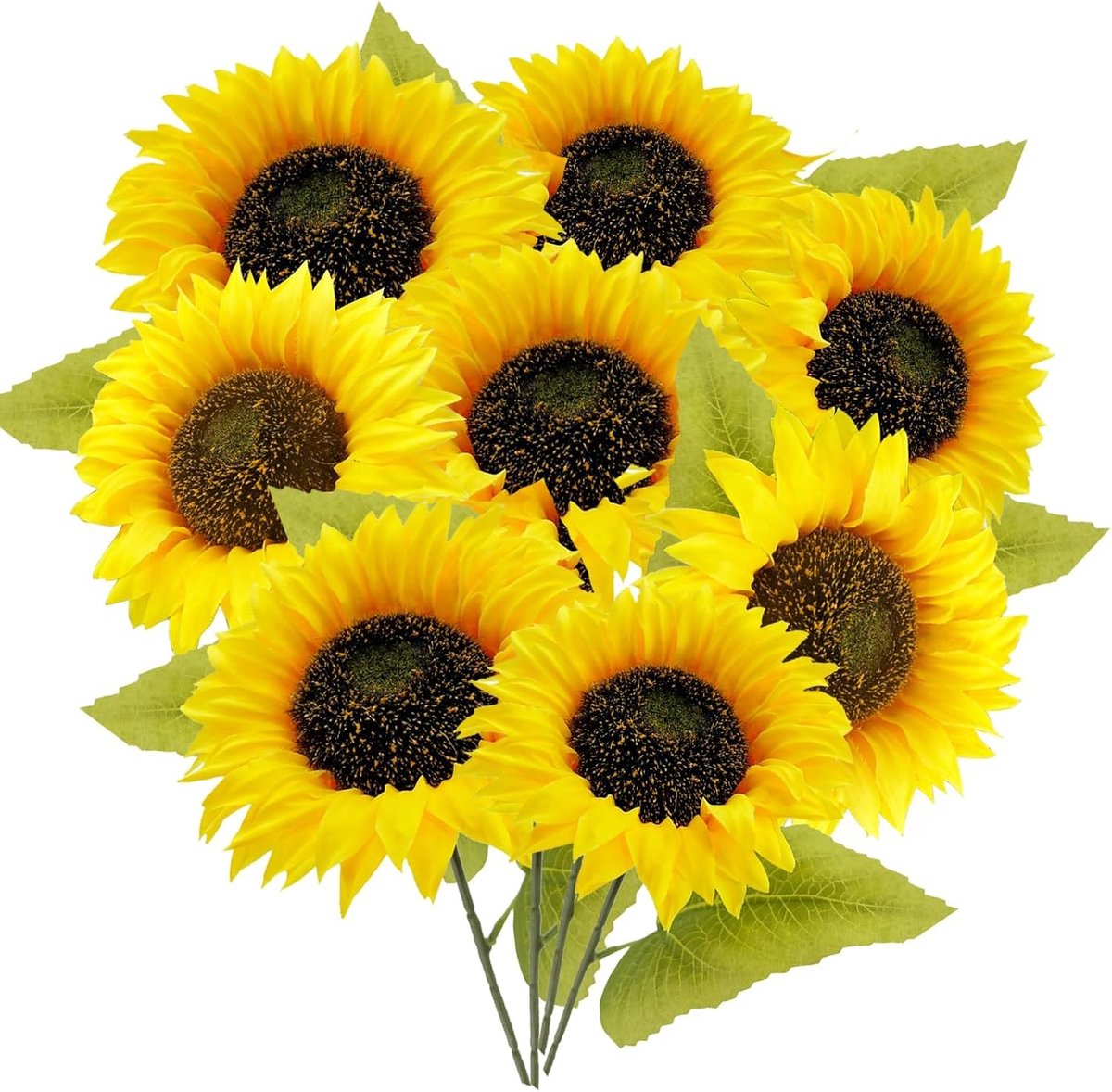 Kunstzonnebloemen - Geel - 30 cm - Zijde met Kunststof Stelen - Voor Decoratie