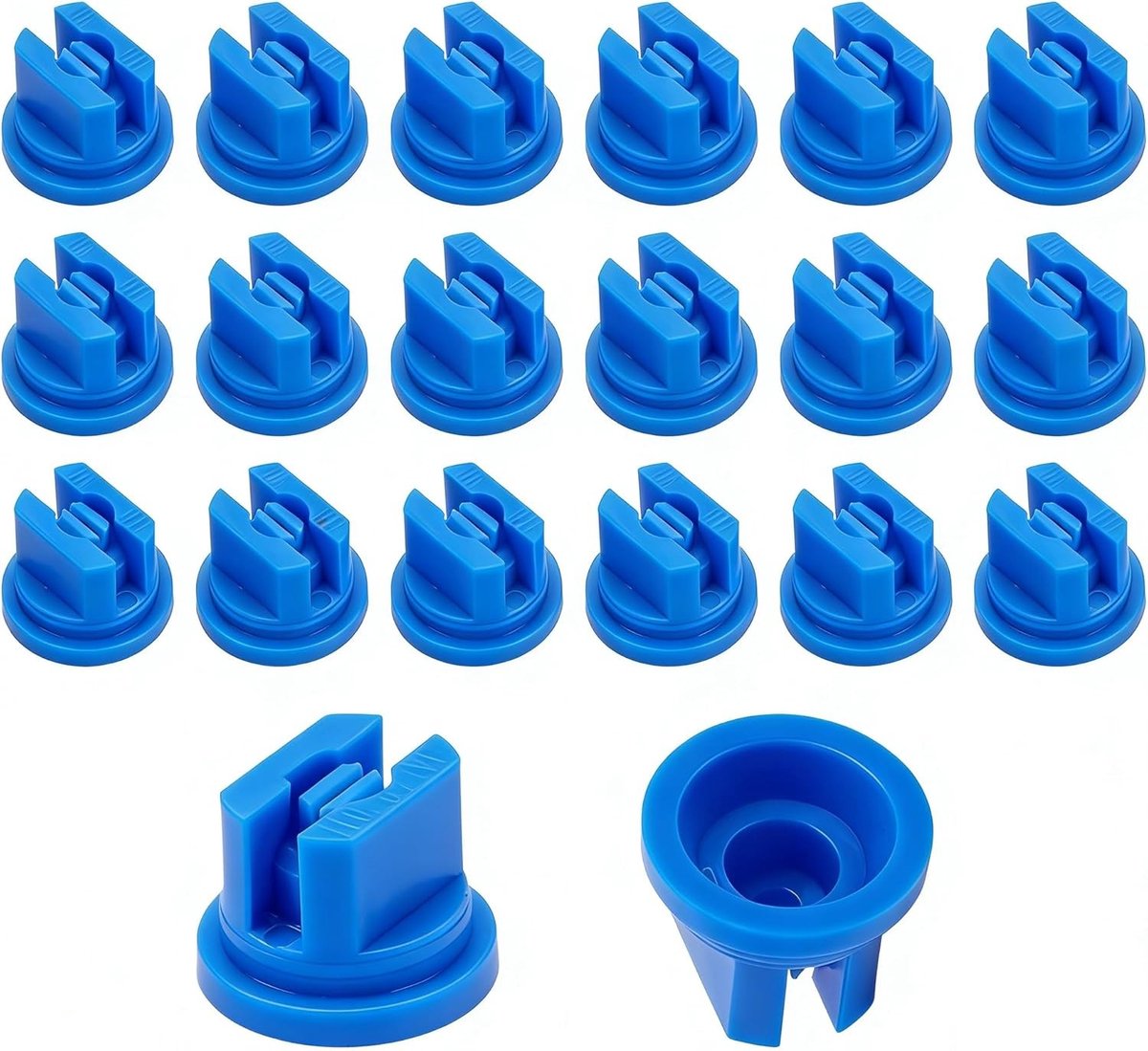 Pack van 20 platte ventilator spuitmonden 110° van plastic voor plantbescherming en landbouwtoepassingen