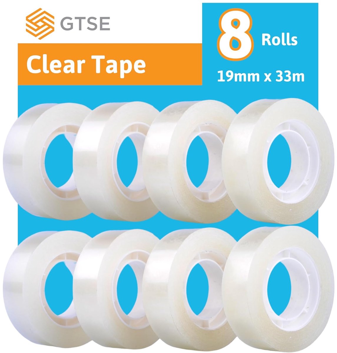 GTSE Tape transparant 19 mm x 33 m 8 rollen - ShopVlot