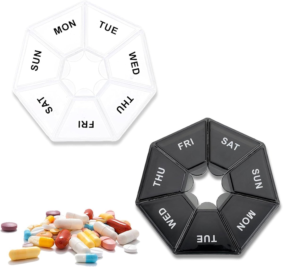 Schattige wekelijkse pillendoos voor 7 dagen - Draagbare pillenorganizer voor vitamines en medicijnen, ideaal voor reizen en thuisgebruik