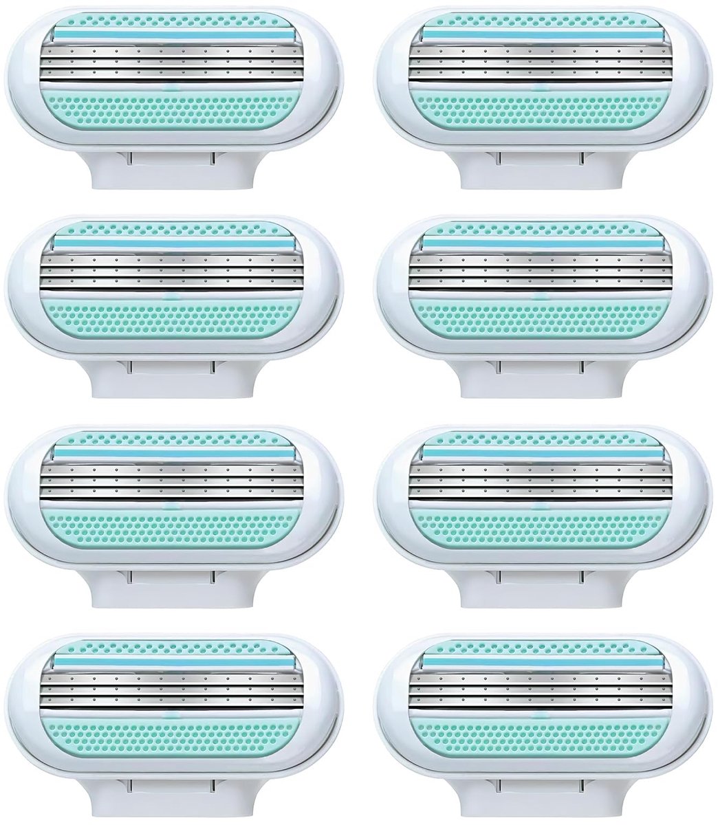 Vervangende scheermesjes dames 8 stuks - 3 beschermkussens - langdurige scherpte - ideaal voor gevoelige huid - ShopVlot