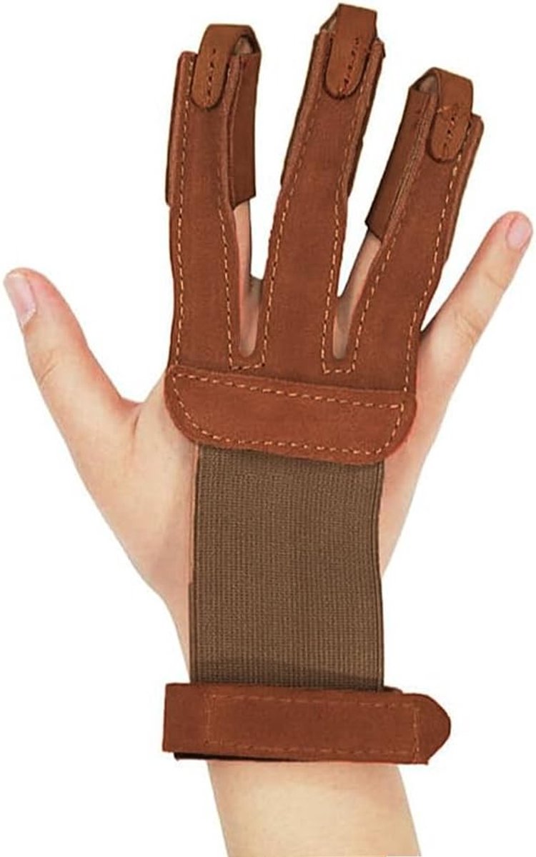 Verstelbare 3 Finger Boogschiet Handschoen voor Bescherming, Geschikt voor Mannen, Vrouwen en Jongeren, Perfect voor Jacht en Sportboogschieten