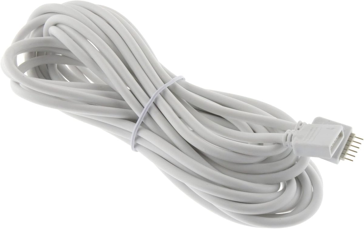SnelShoppen - RGBW + CCT Verlengkabel 5 m - Plug & Play Aansluitkabel voor 6-Pin RGB+W CCT LED Strips - Wit - Ideaal voor Thuis, Tuin, Feestjes en Ver
