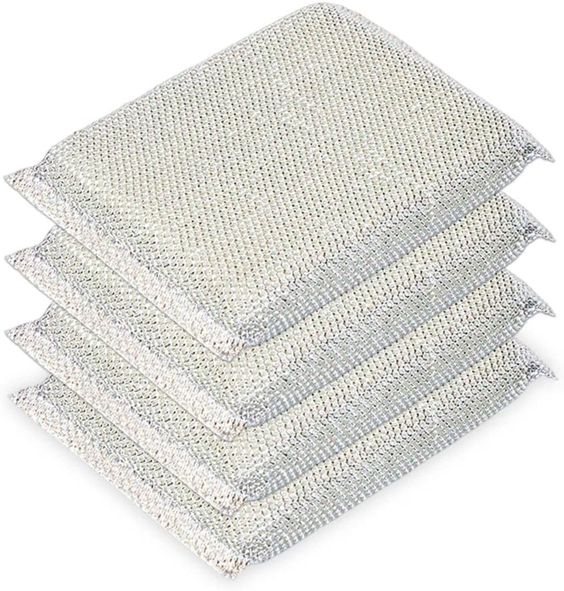Set van 4 schuursponges, veelzijdige reiniger voor pannen en inductiekookplaten, veilig voor de vaatwasser en anti-aanbaklagen