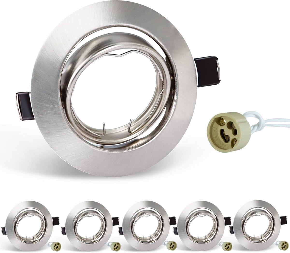 Inbouwspotset GU10 met keramische fitting, LED spots, 30° draaibaar, set van 6 voor optimale verlichting