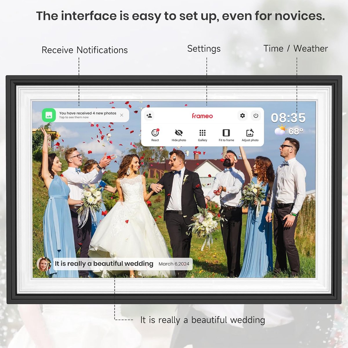 Digitale fotolijst - Foto display - Foto's delen - Wifi verbinding - 101 inch scherm - Zwart — cadeau in Wonen & Interieur - foto 7