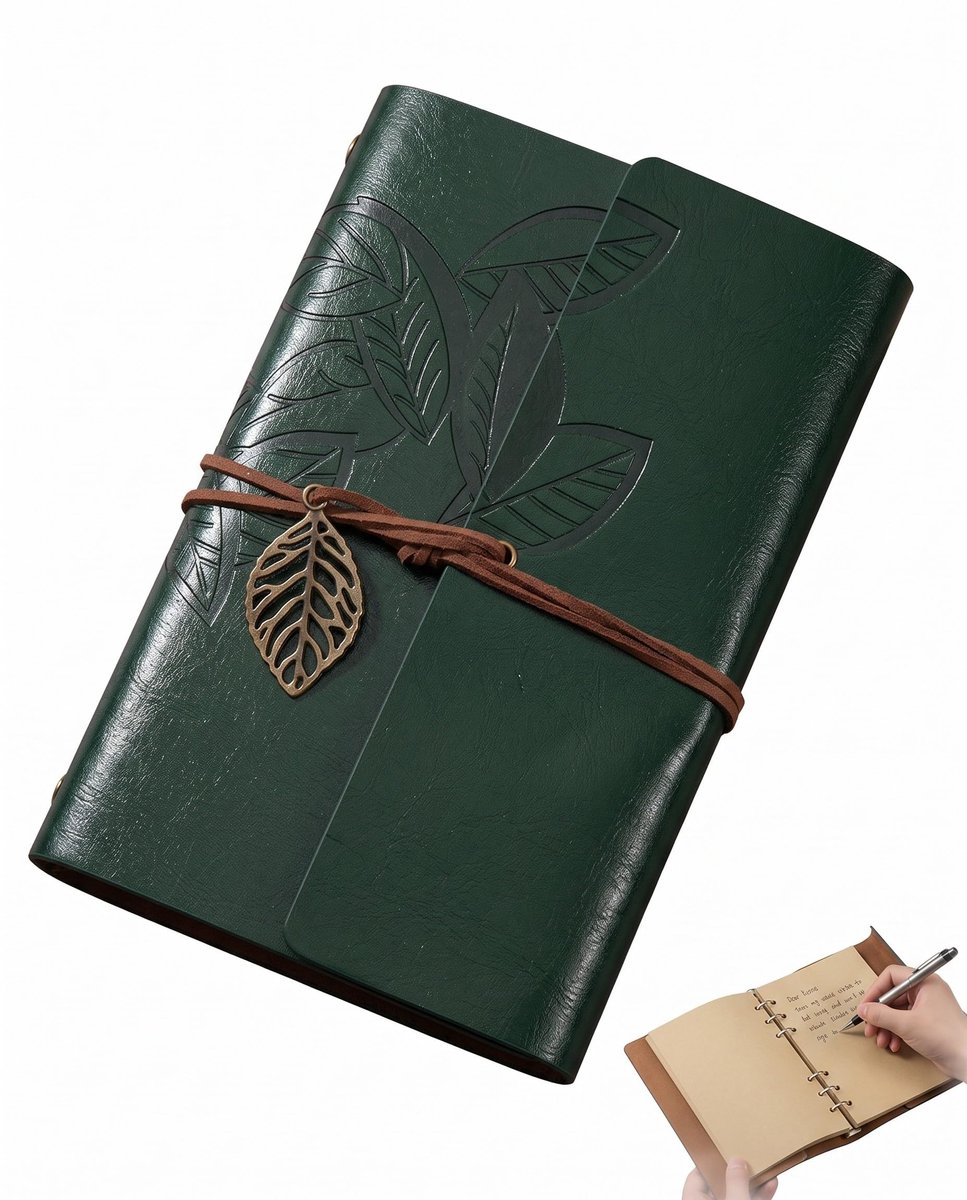 Notitieboek A6 - leer hardcover - penhouder - ideaal voor journaling - ShopVlot