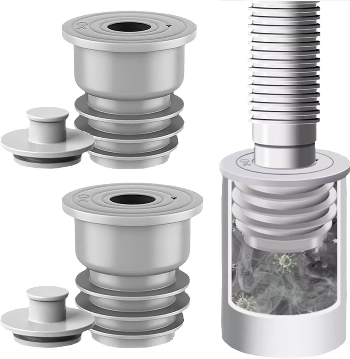 Siliconen Afvoerpluggen voor Afvoerbuizen - 2 Stuks Afvoer Sluitringen voor Wasmachine, Keuken en Badkamer, Waterdichte Afvoeroplossing en Sluiting