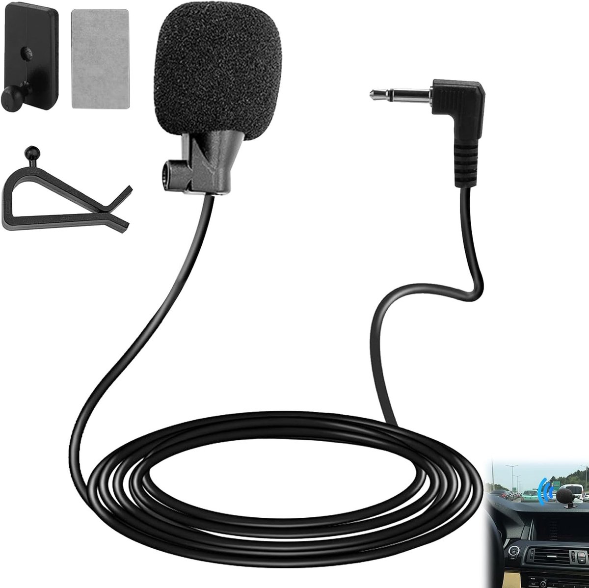 Bedrade Stropdasmicrofoon - Zwart - 3 meter - Plug and Play - Voor Autoradio's en Mobiele Apparaten