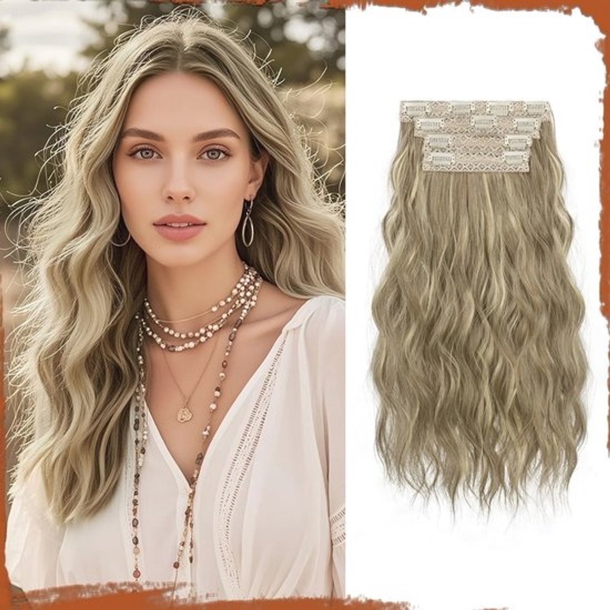 Krullende Clip-in Haarextensions 40 cm - Natuurlijke Volume en Zacht