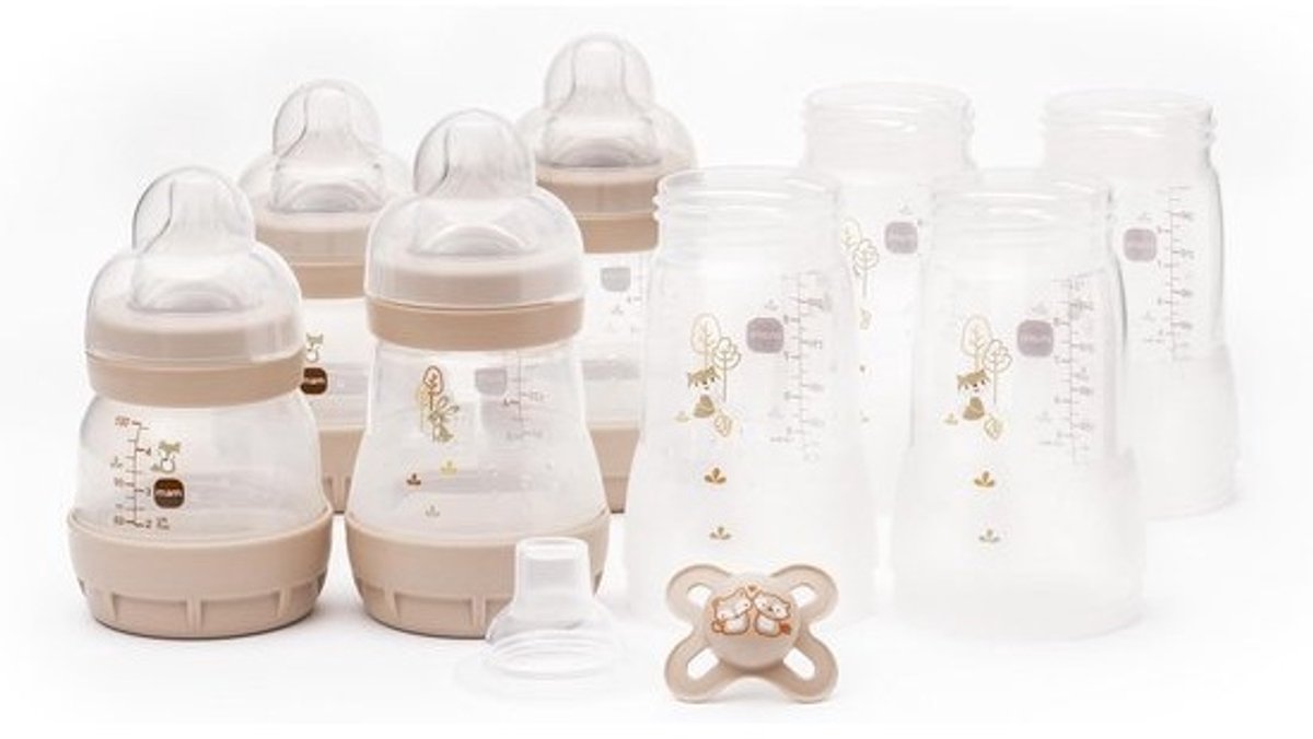 Zelfsteriliserende Anti Colic Flessen Set voor Pasgeborenen met Fopspeen en Handgrepen