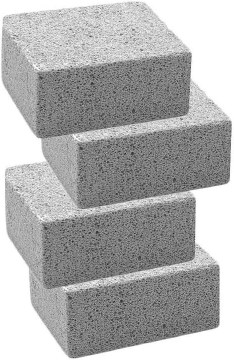 Grill Reinigingsstenen - Grijs - 10 x 7 x 4 cm - Puimsteen met Antislip Handgreep - Voor Barbecue en Keuken