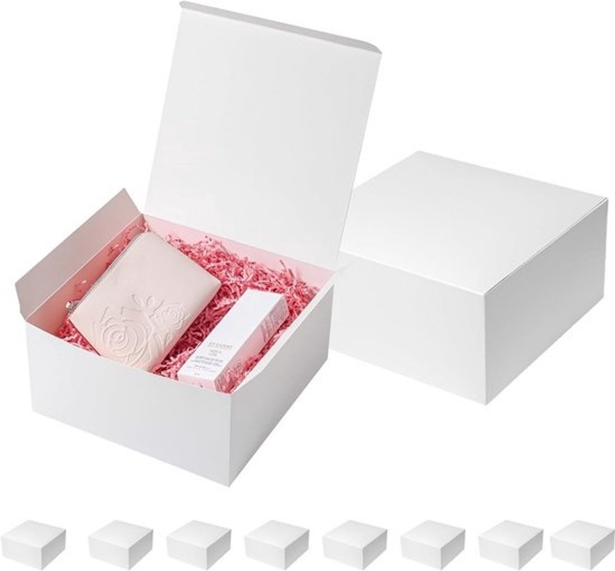10x Witte Geschenkdozen met Deksel - Vierkante Cadeaudozen 25x25x10 cm - Opslag en Verpakking voor Bruiloft, Kerst en Feest