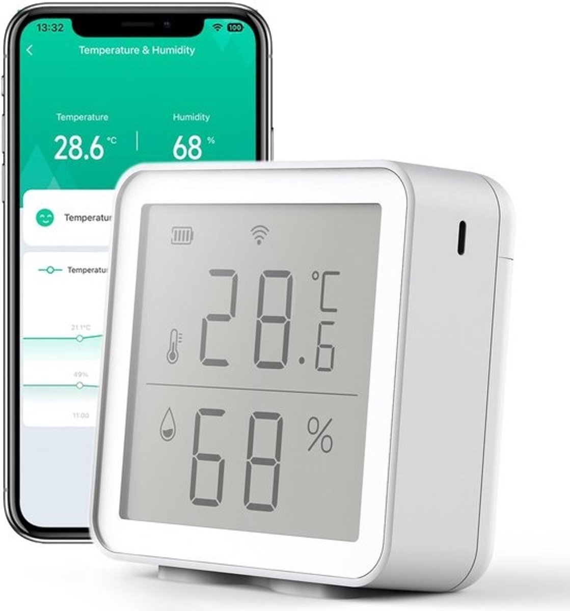 Slimme Wifi Thermometer en Hygrometer met App Meldingen