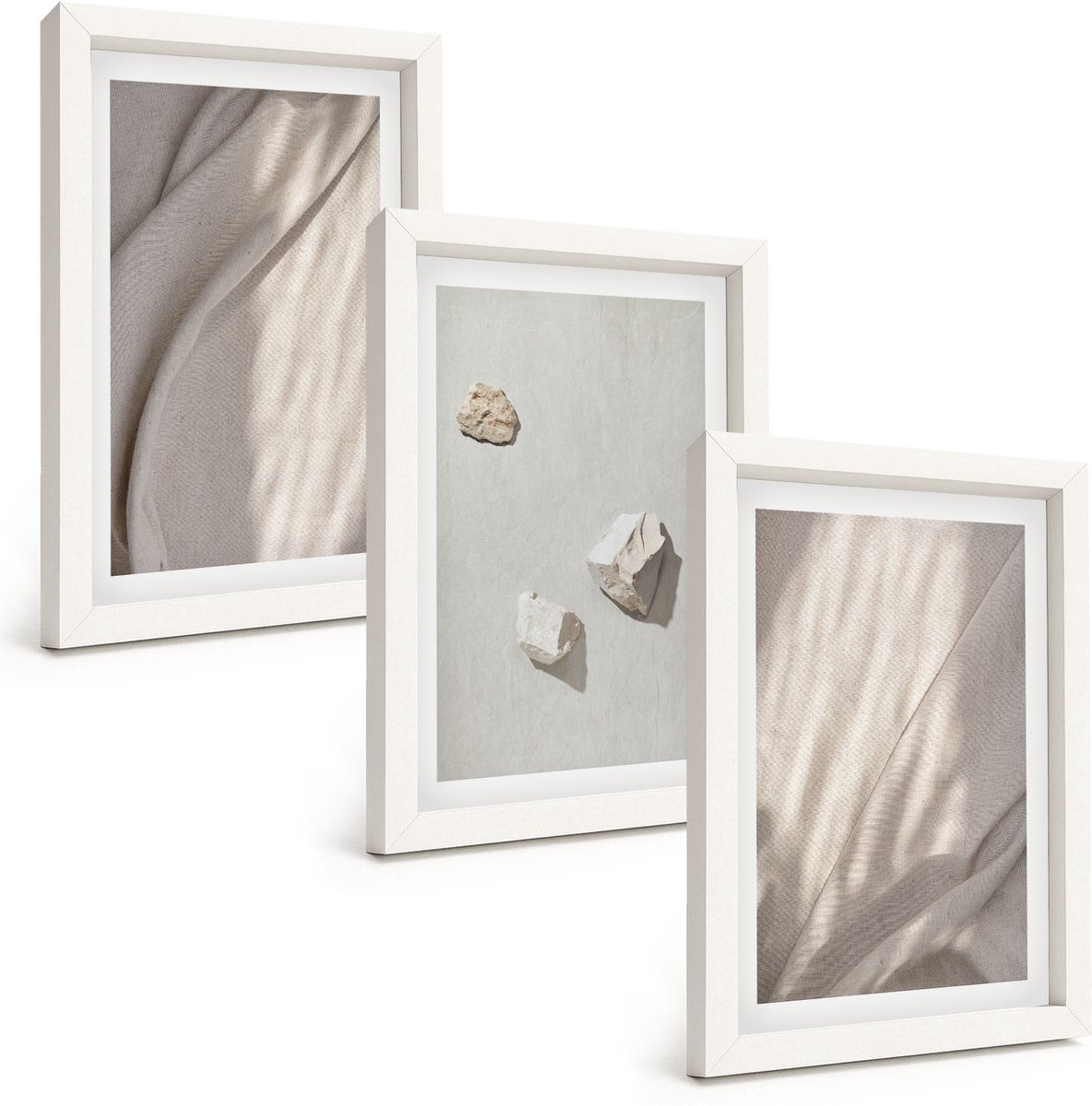 Wallfluent 3-Delige Schilderij Set - Close-Ups Van Moderne Boho-Stijl Structuren - 20 x 30 - Decoratieve Schilderijen - Woonkamer - Interieur - Moderne Wanddecoratie