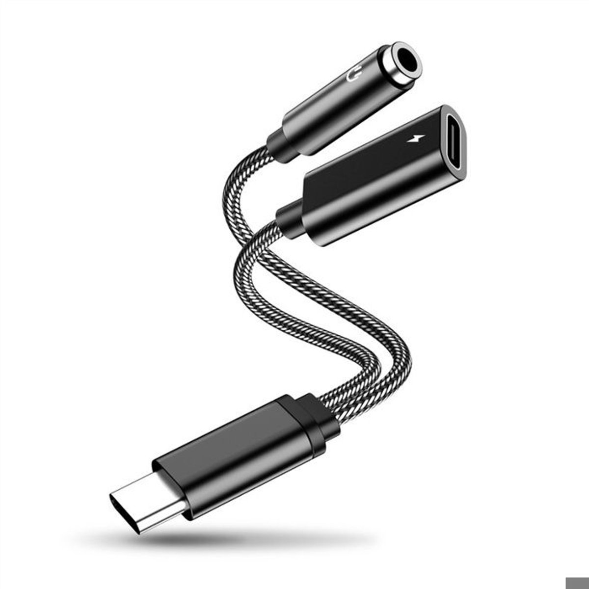 USB-C naar 3,5 mm koptelefoonaansluiting adapter - 2-in-1 - Snel opladen - Gevlochten nylon materiaal - Compatibel met Samsung Galaxy S24