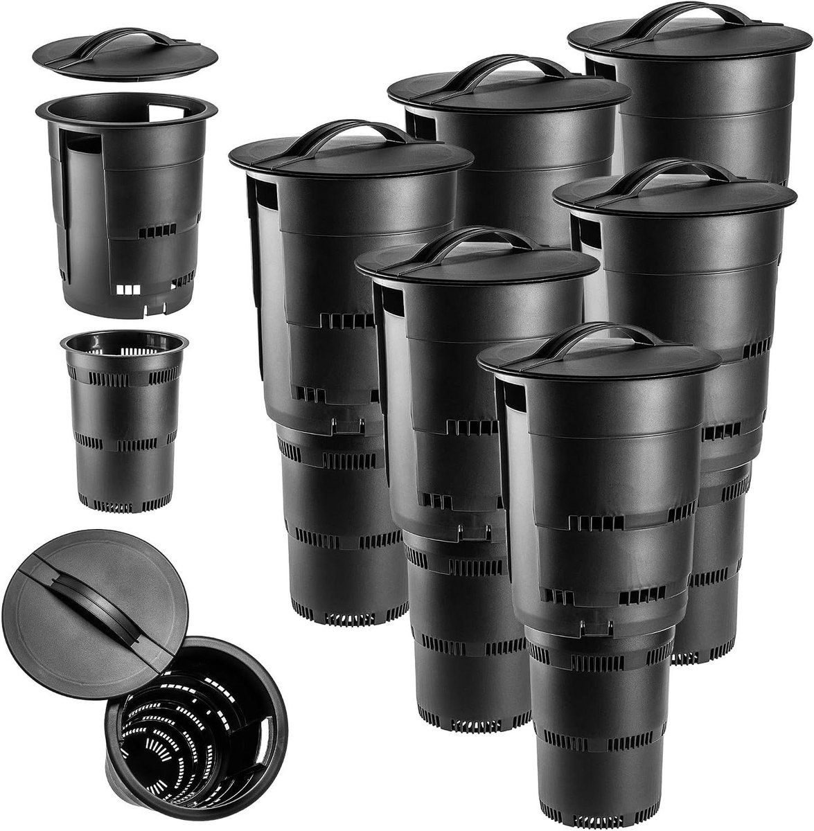Compostbak Ondergronds - Compostvat Tuin - Afval Verwerken - Geurloos Werken - 6 Stuks - Zwart