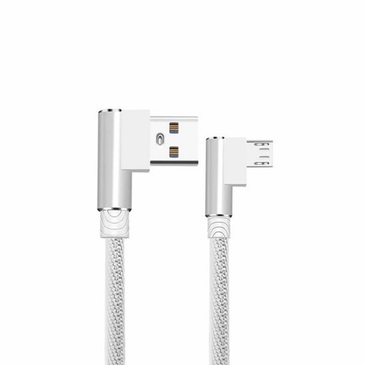 Micro USB-oplaadkabel haakse 90 graden - 2 stuks (10 ft) nylon gevlochten snelle oplaad- en synchronisatiekabel voor Android smartphones - 1m, 2m, 3m