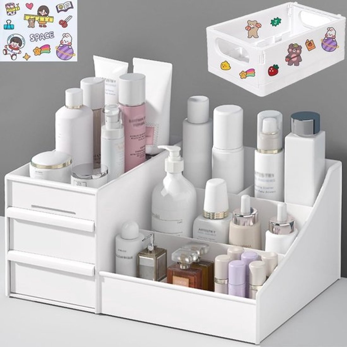 Make-up organizer - Cosmetica-opbergbox - 2 Laden - Wit