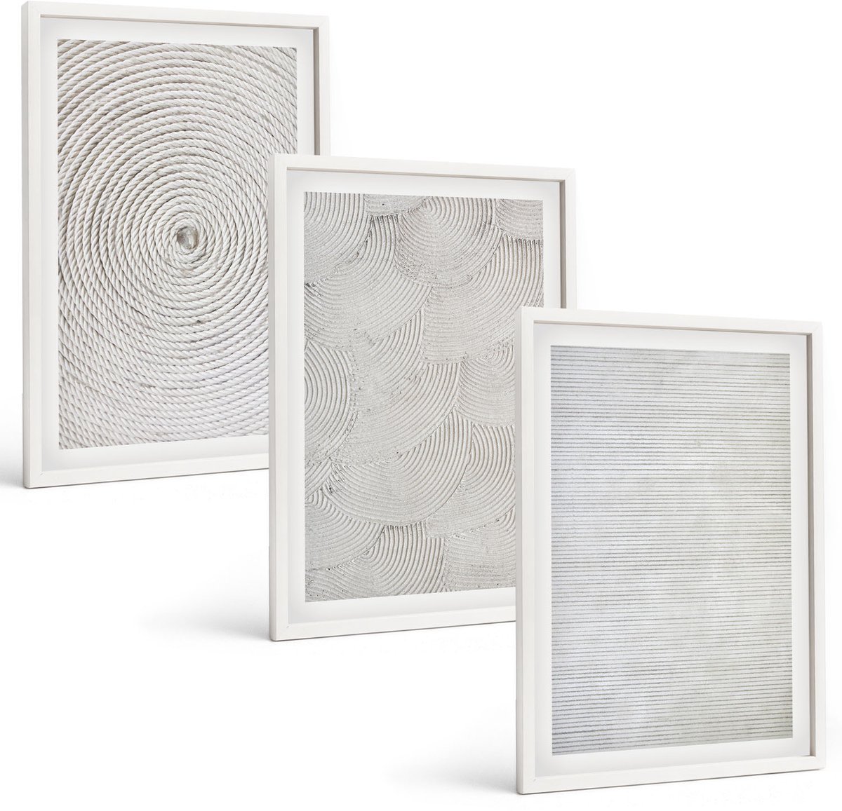 Wallfluent 3-Delige Schilderij Set - Geometrische Kartonnen Moderne Patronen - 40 x 60 - Stijlvolle Muurdecoratie - Slaapkamer