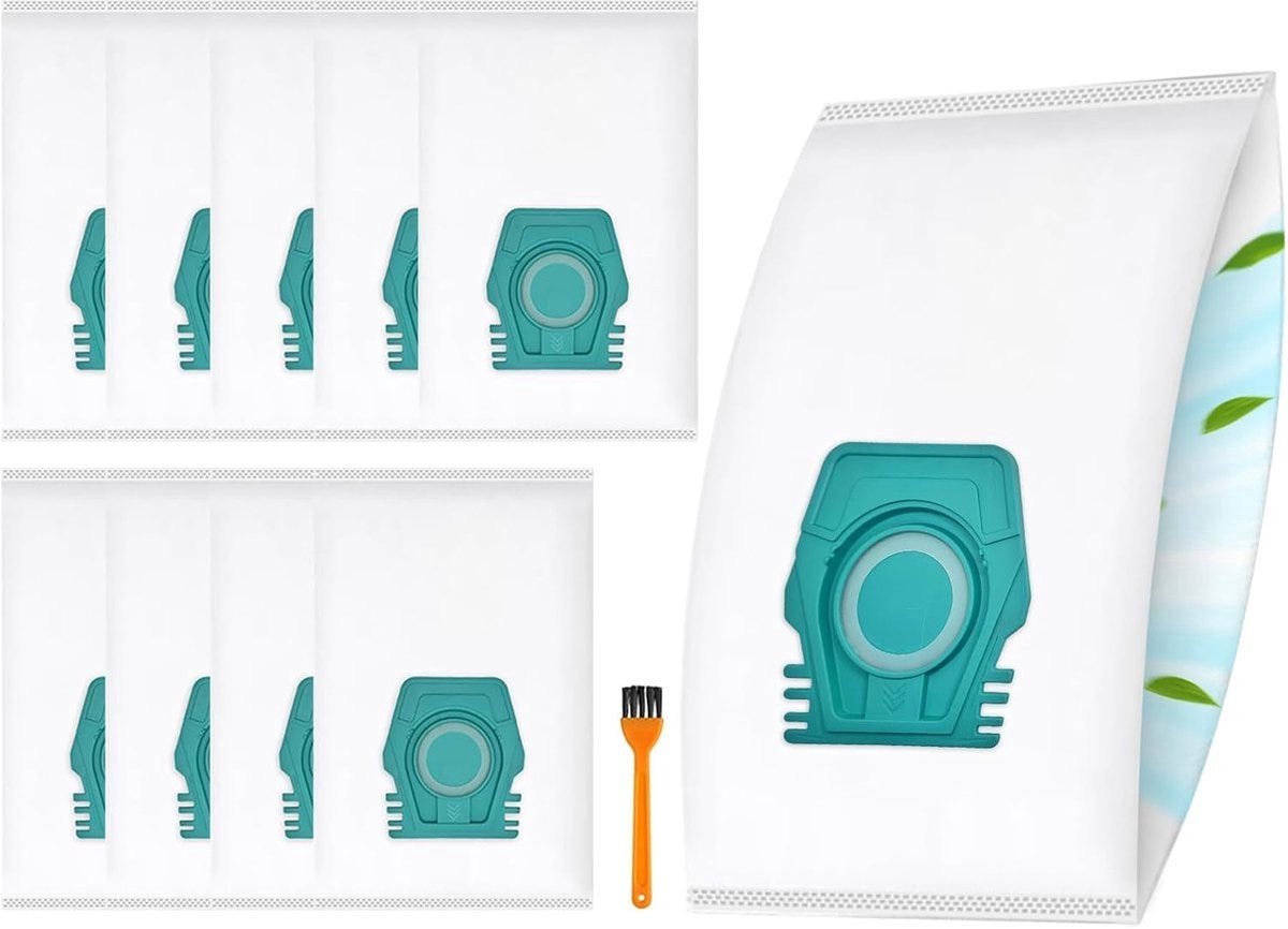 Verpakking met 10 stofzakken - inclusief 1 reinigingsborstel - geschikt voor Miele Pure TU S1 L1 stofzuiger.