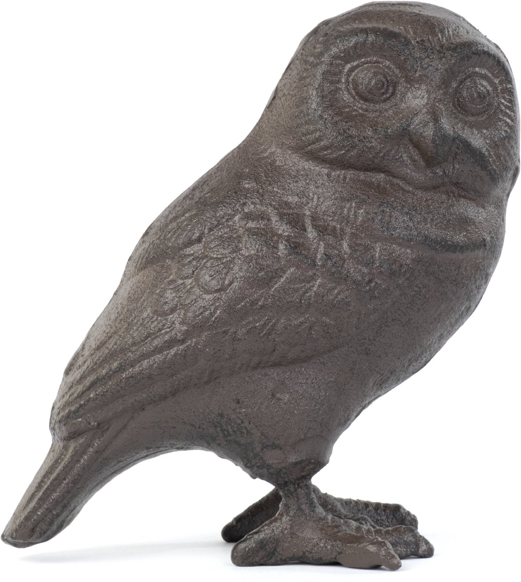 Moritz Tuinbeeld Uil – Gietijzer – 15 cm hoog – Antiek Bruin – Dierenbeeld met gedetailleerd verenkleed – Staand op klauwpoten – Geschikt voor binnen en buiten – Tuindecoratie voor border, terras, vijverrand en vensterbank – 1,25 kg