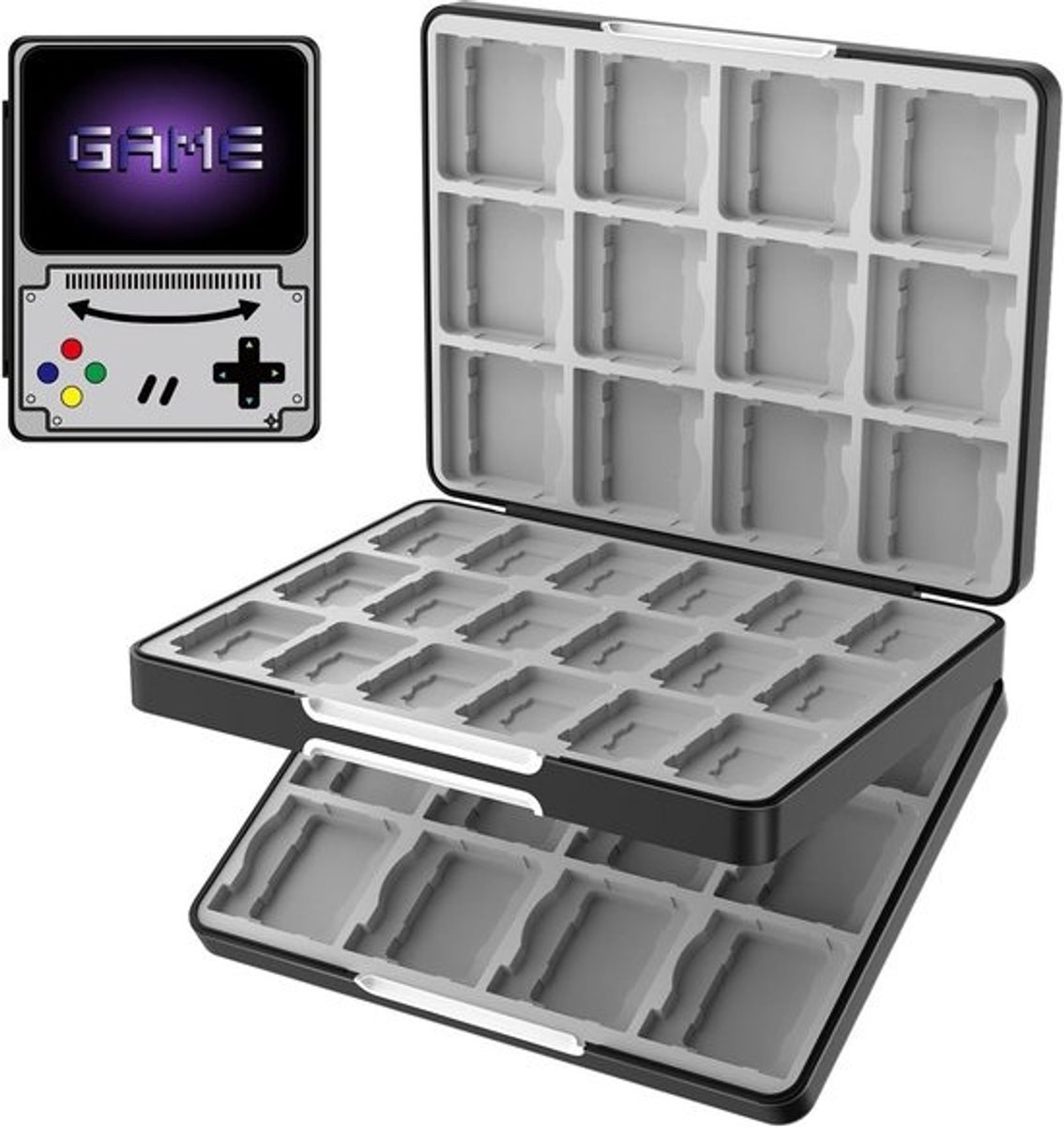 Draagbare speelkaartenhouder voor Switch OLED en 3DS - 80 vakken, 3-in-1 opbergdoos