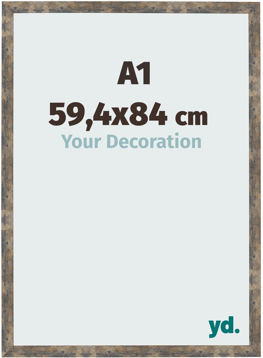 Your Decoration - Fotolijst A1 59,4x84 cm - MDF - Blauw Goud Gemeleerd - Bologna