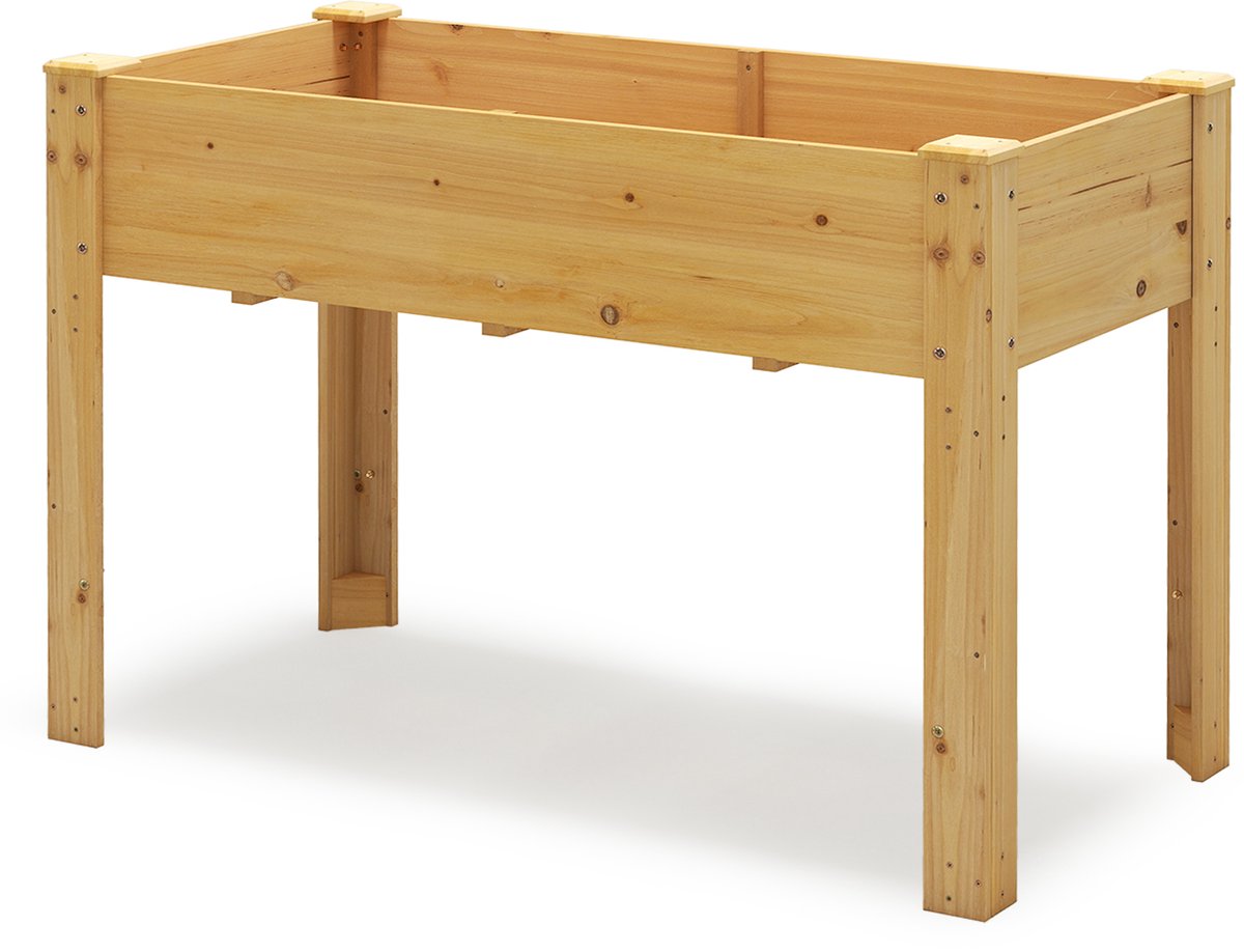 SureDeal® - Plantenbak - Houten Verhoogde Tuinbedden - Drainagegaten Groentebed Plantenbed - 120x60x82 cm - Naturel