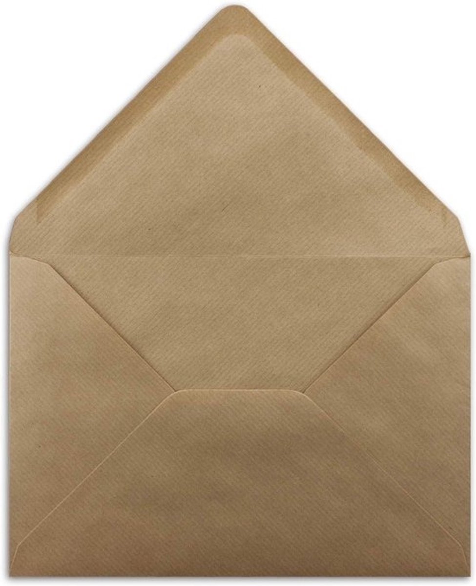 DIN B6 Enveloppen - Kraftpapier Enveloppen - Kaarten Versturen - Geribbeld Papier - 125 x 175 cm - Kraftpapier Bruin