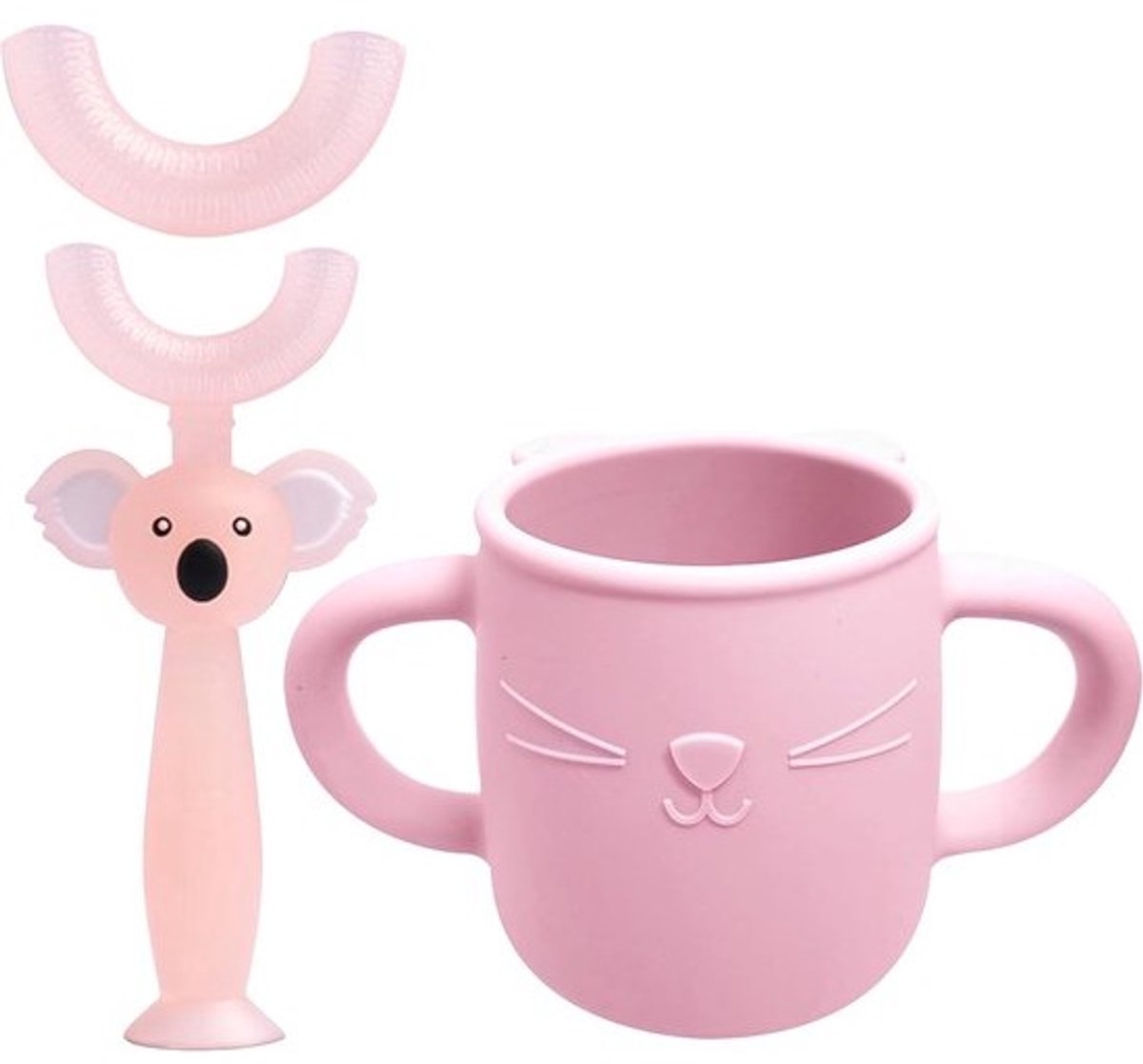 Kindertandborstel en Beker Set met U-vormige Borstel - Tandenpoets Set voor Kinderen 2-12 Jaar