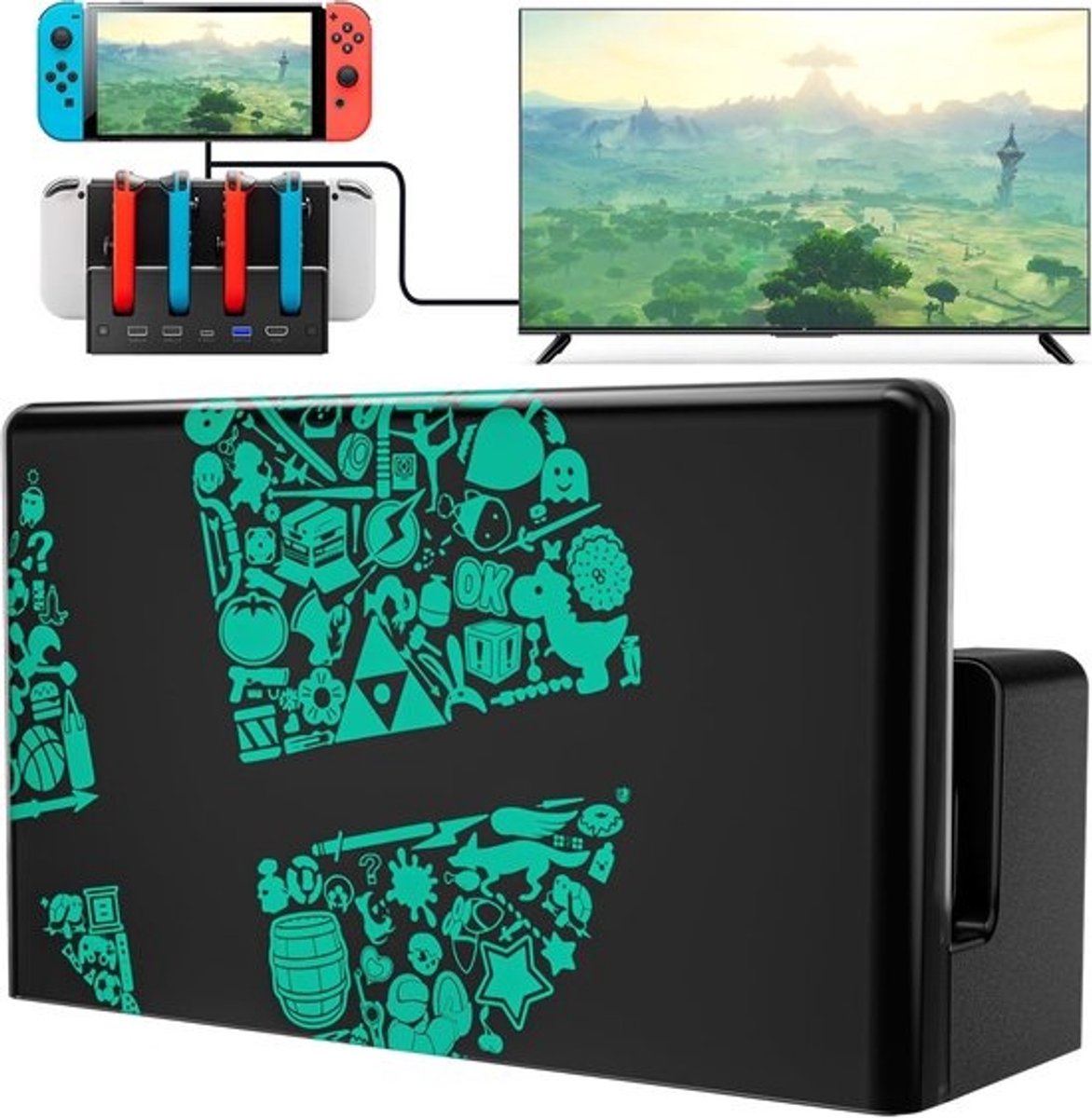 Compatibele TV Dock voor Switch en OLED met Oplader en 4K/1080P HDMI Ondersteuning