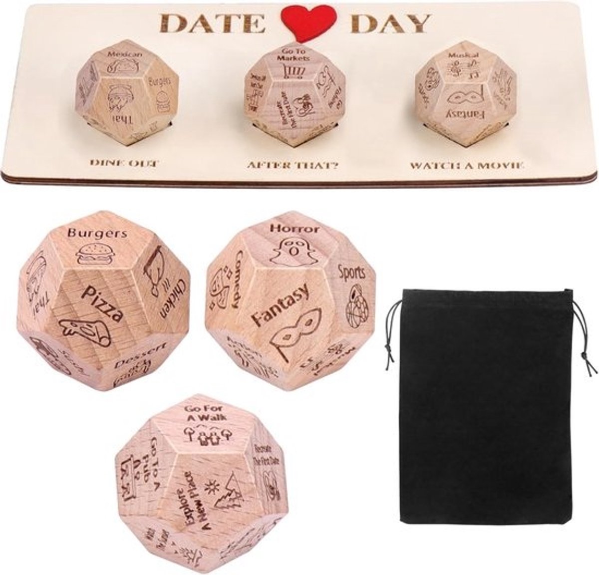 Set van 4 Romantische Dobbelstenen voor Dates, Nachtspellen en Cadeaus