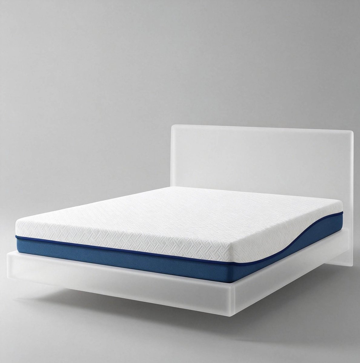 COVREO Matras 140x190 cm, tweepersoons, blauw wit, traagschuim, afneembare hoes, middelhard