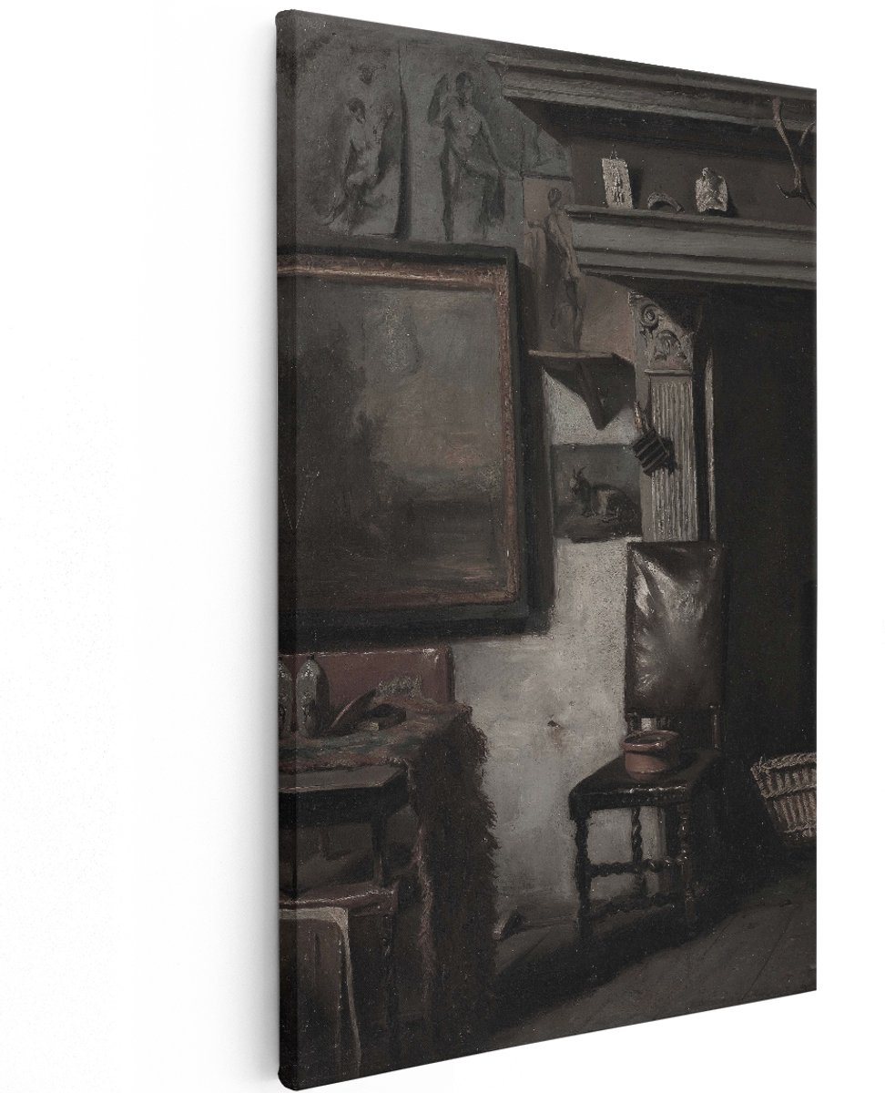 Artaza Canvas Schilderij Atelier - 120x180 cm - Groot - Wanddecoratie Oude Meesters - Muurdecoratie Vintage Kunst - Decoratie Klassiek Interieur